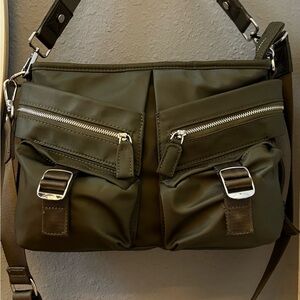 Zara Green Nylon Military Convertible Crossbody